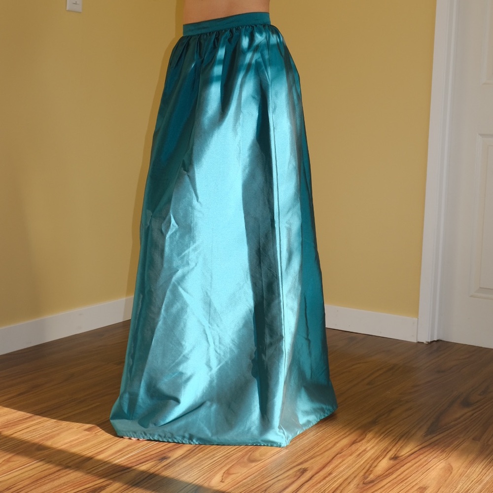 Topshop Satin Teal Maxi Skirt